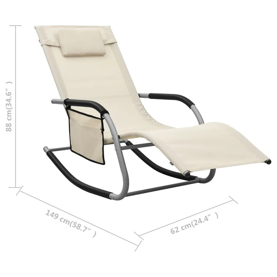 Chaises longues lot de 2 Textilène Crème et gris - 8
