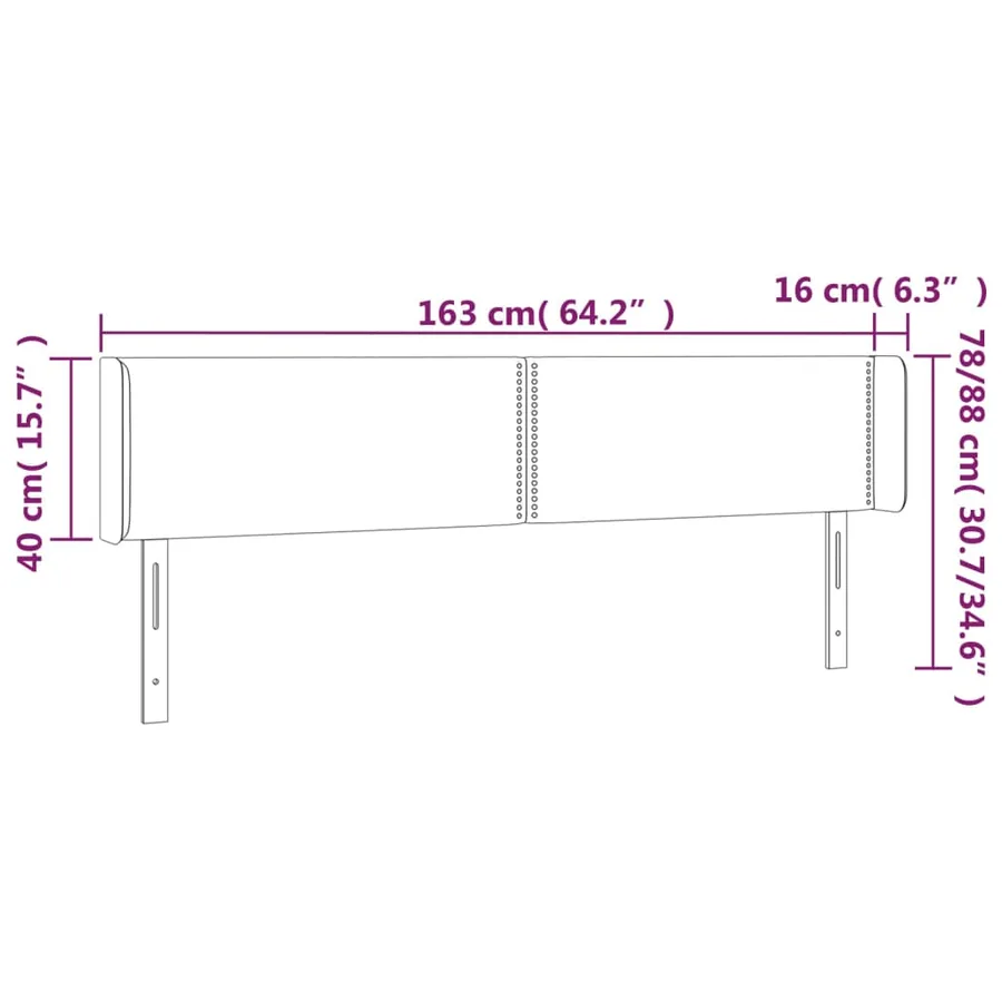 Tête de lit avec oreilles Gris foncé 163x16x78/88 cm Velours - 9
