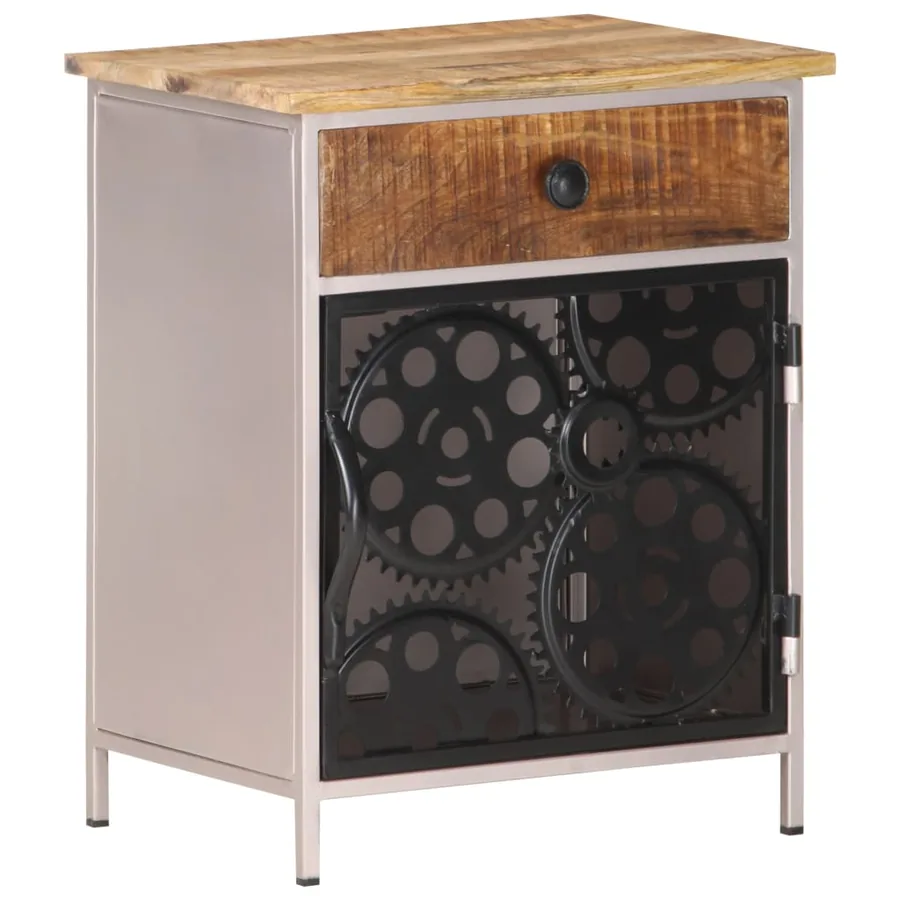 Table de chevet 40x30x50 cm Bois de manguier brut - 11