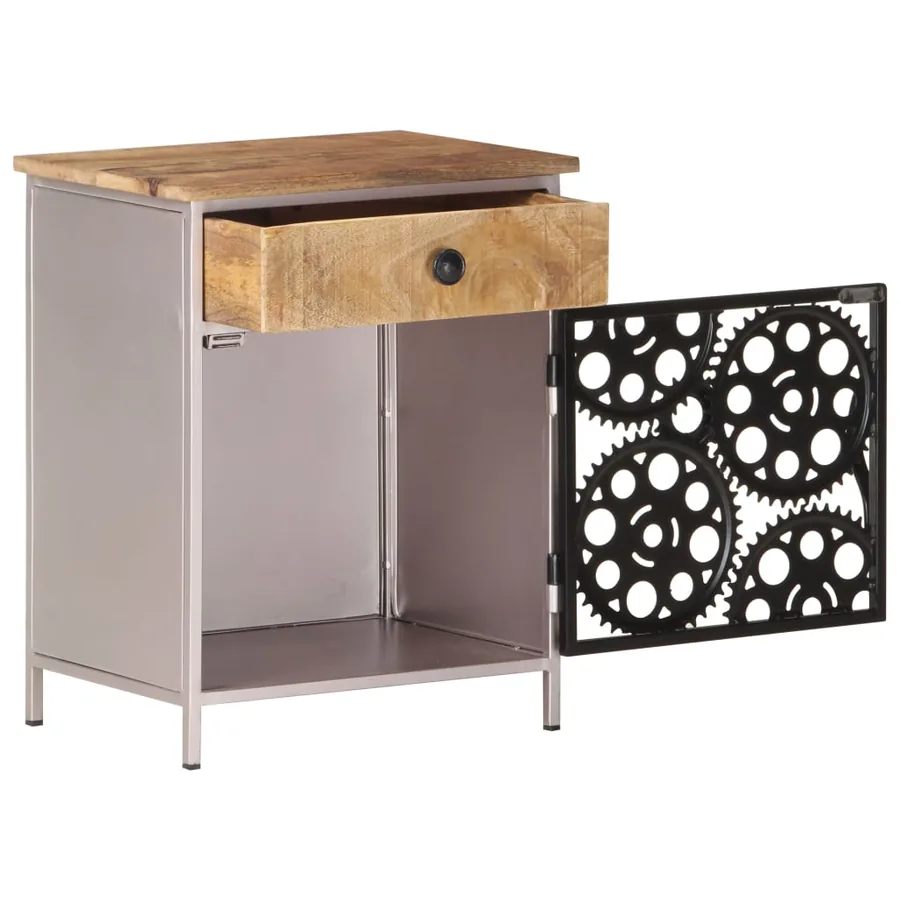 Table de chevet 40x30x50 cm Bois de manguier brut - 3