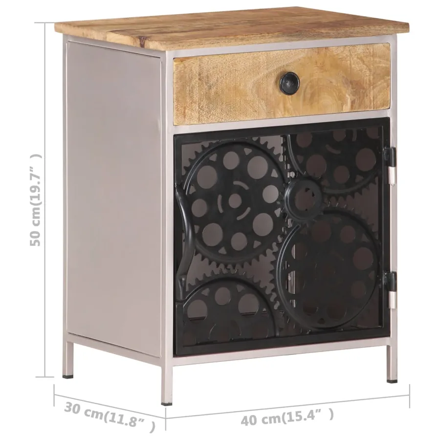 Table de chevet 40x30x50 cm Bois de manguier brut - 7