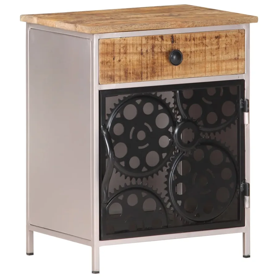 Table de chevet 40x30x50 cm Bois de manguier brut - 9