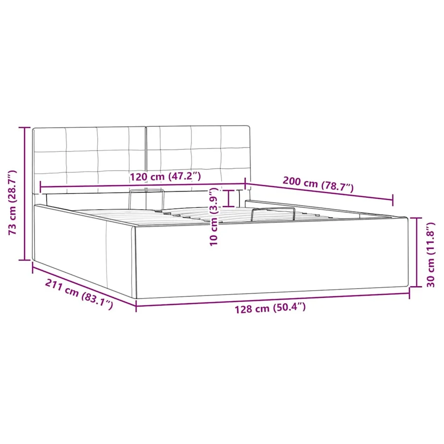 Cadre de lit à rangement hydraulique sans matelas 120x200 cm - 10