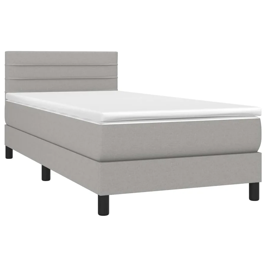 Sommier à lattes de lit avec matelas et LED Gris clair 90x200cm - 3
