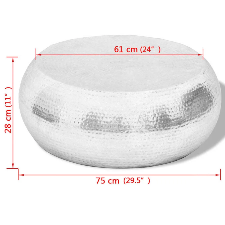 Table basse martelée en aluminium Argenté - 4