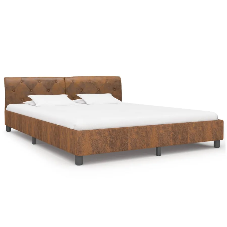 Cadre de lit sans matelas marron similicuir daim 160x200 cm - 2