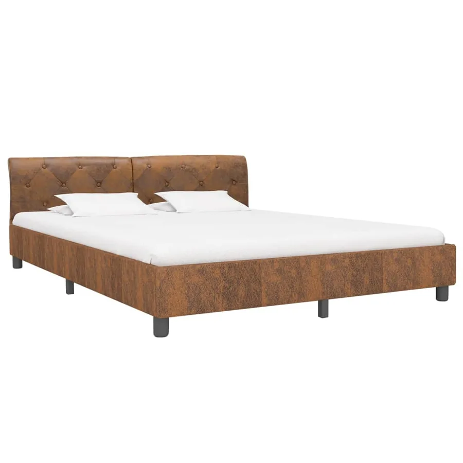 Cadre de lit sans matelas marron similicuir daim 160x200 cm - 3