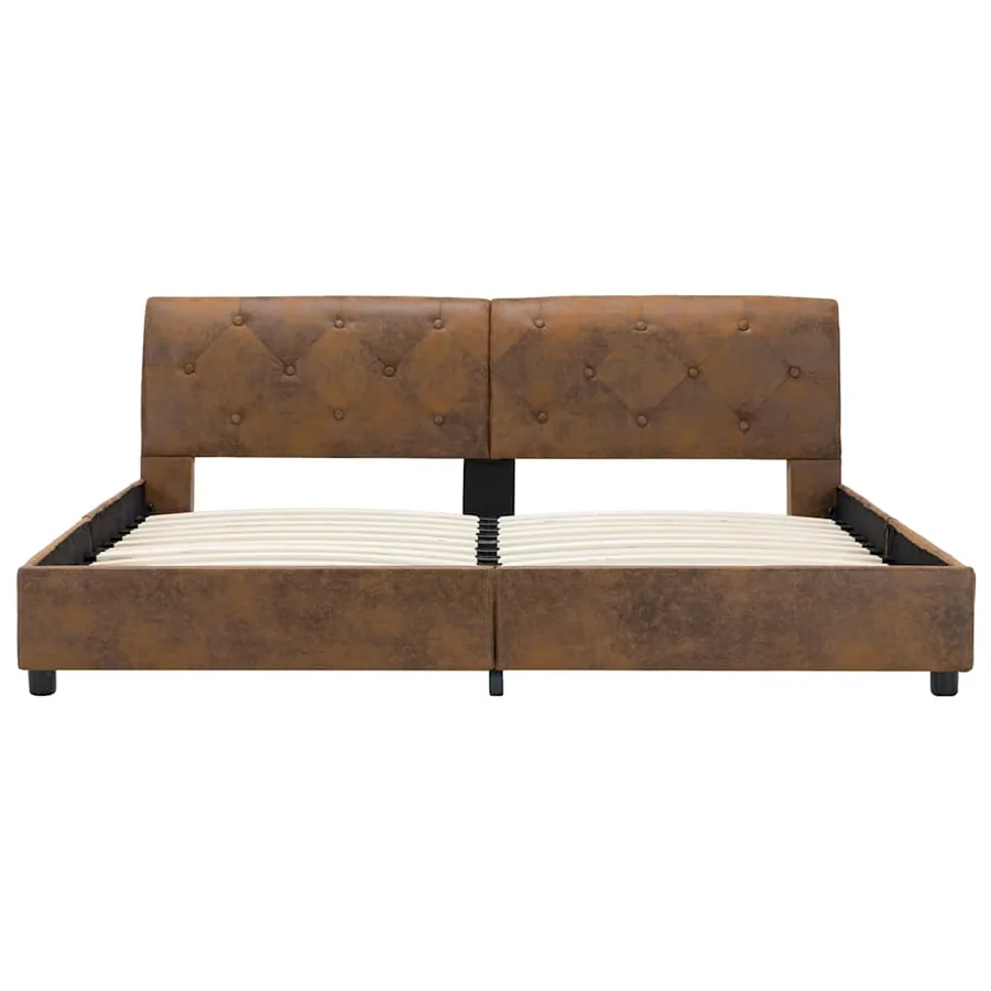 Cadre de lit sans matelas marron similicuir daim 160x200 cm - 5