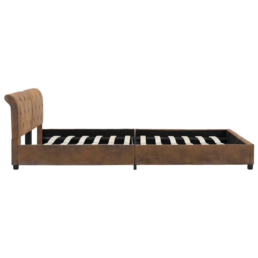 Cadre de lit sans matelas marron similicuir daim 160x200 cm - 6
