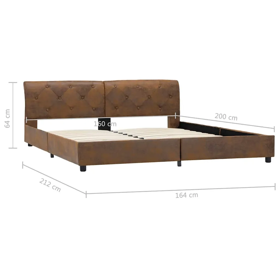 Cadre de lit sans matelas marron similicuir daim 160x200 cm - 9