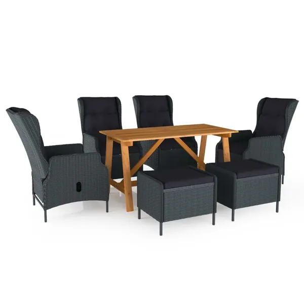 Ensemble à manger de jardin 7 pcs Gris foncé