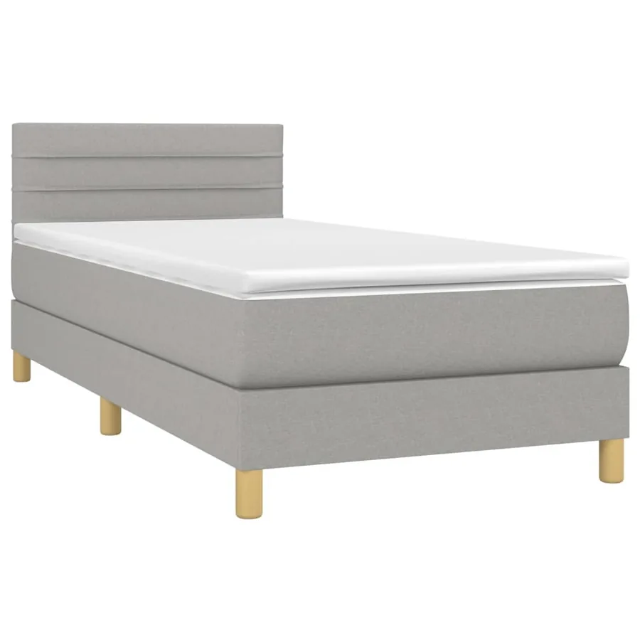 Sommier à lattes de lit avec matelas Gris clair 90x200 cm Tissu - 3
