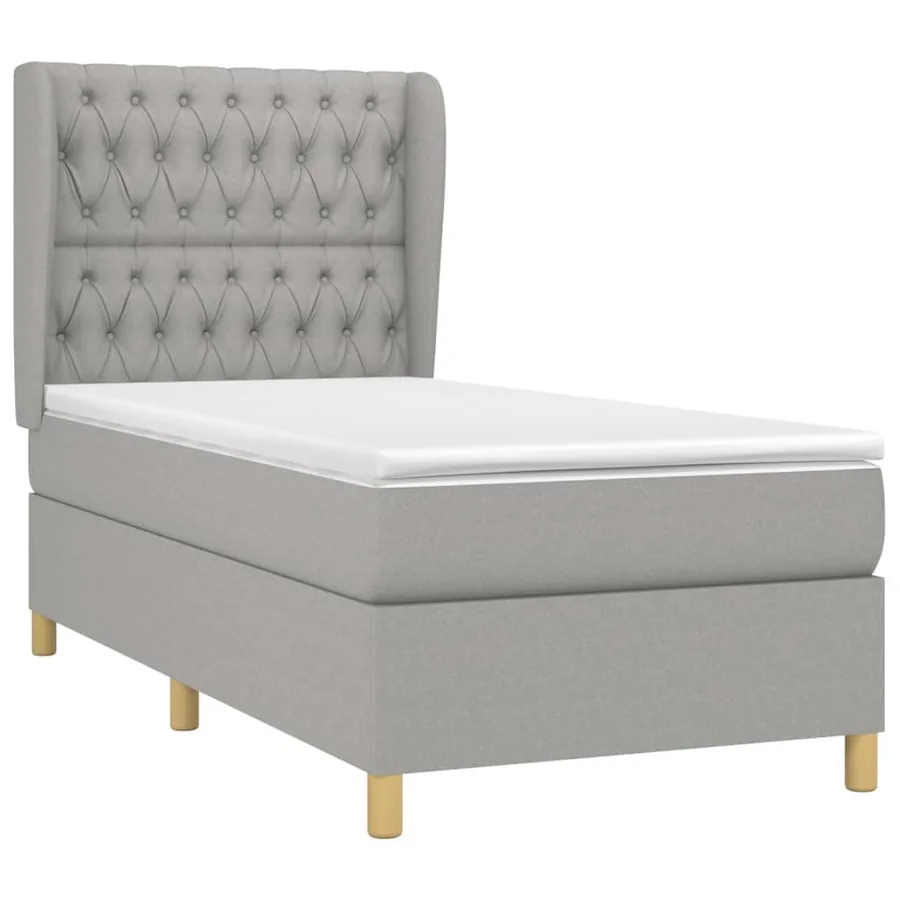 Sommier à lattes de lit avec matelas Gris clair 90x200 cm Tissu - 3