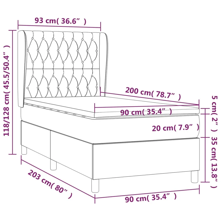 Sommier à lattes de lit avec matelas Gris clair 90x200 cm Tissu - 7