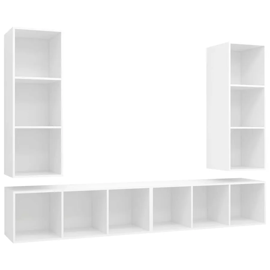 Meubles TV muraux 4 pcs Blanc Bois d'ingénierie - 2
