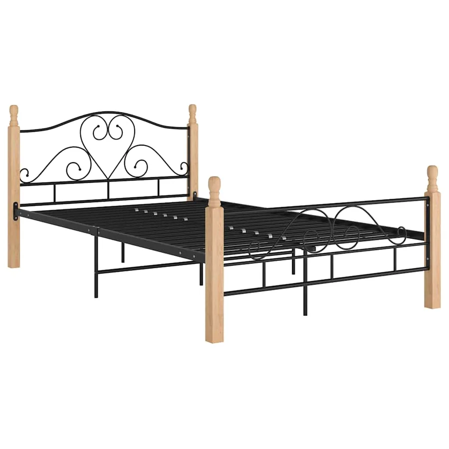 Cadre de lit sans matelas noir métal 120x200 cm - 2