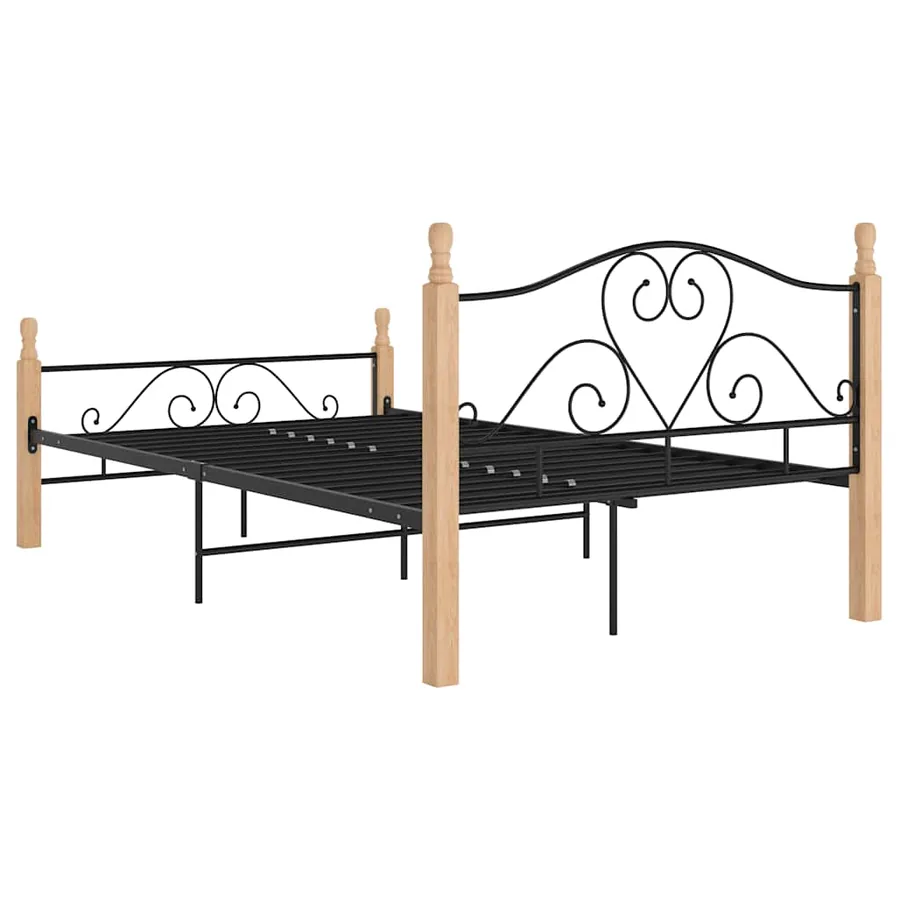Cadre de lit sans matelas noir métal 120x200 cm - 5