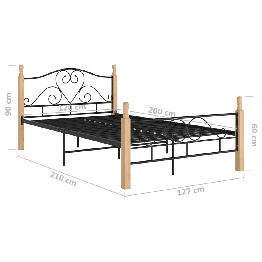 Cadre de lit sans matelas noir métal 120x200 cm - 7