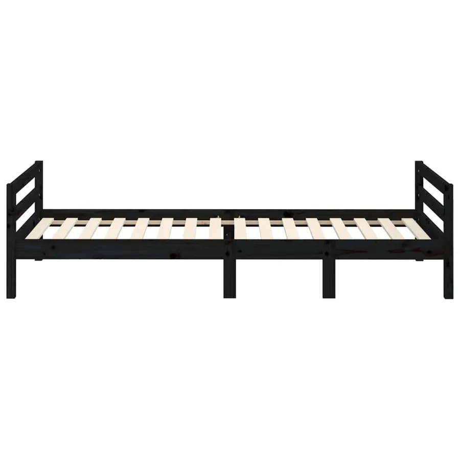 Cadre de lit sans matelas noir 75x190 cm bois de pin massif - 6