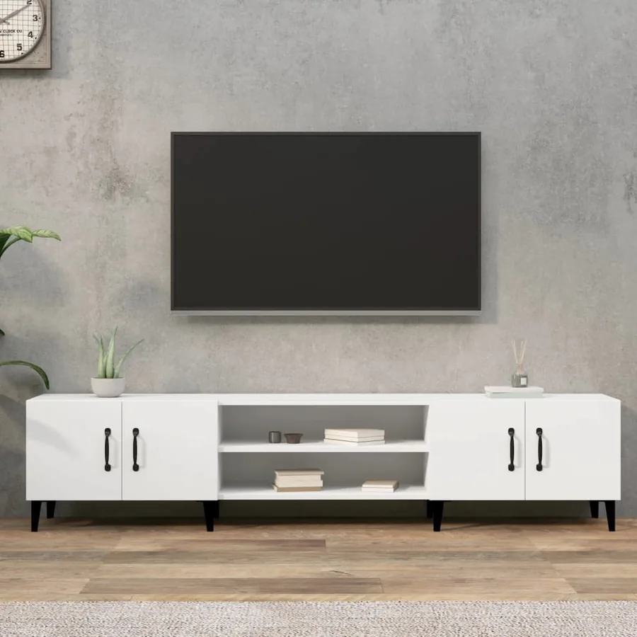 Meuble TV Blanc 180x31,5x40 cm Bois d'ingénierie