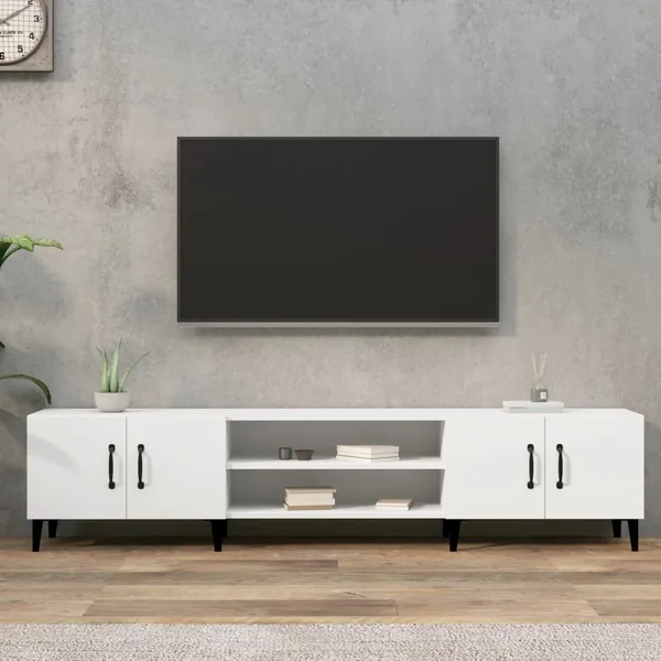 Meuble TV Blanc 180x31,5x40 cm Bois d'ingénierie