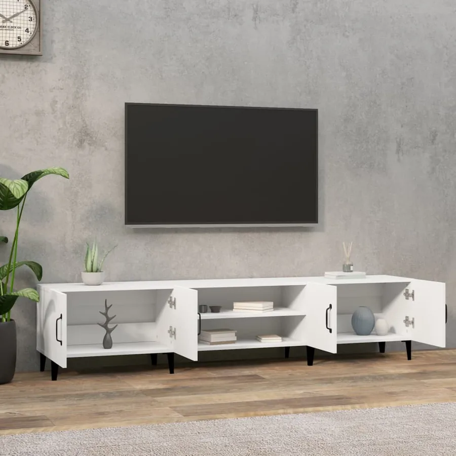 Meuble TV Blanc 180x31,5x40 cm Bois d'ingénierie - 3
