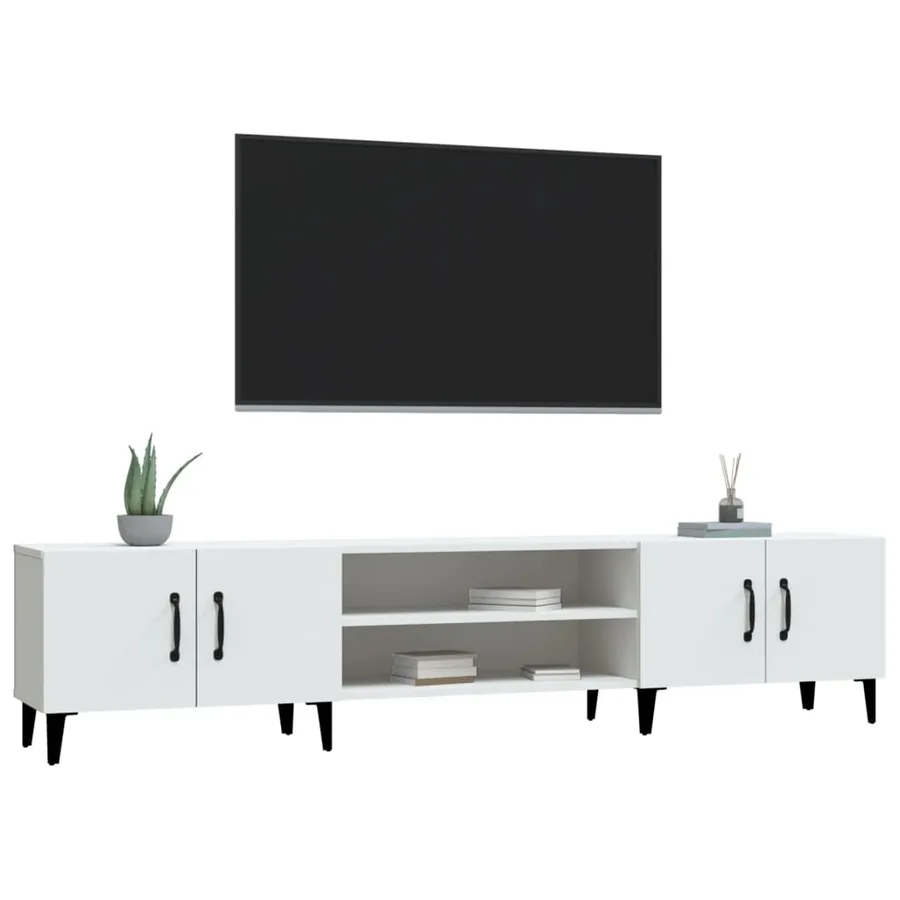 Meuble TV Blanc 180x31,5x40 cm Bois d'ingénierie - 4