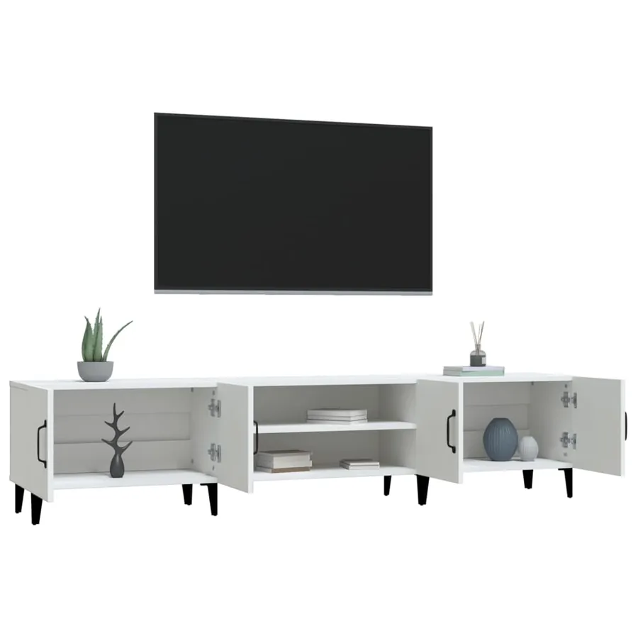 Meuble TV Blanc 180x31,5x40 cm Bois d'ingénierie - 5