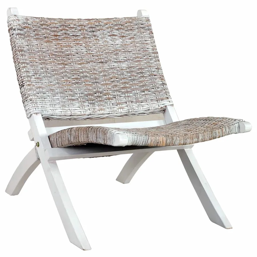 Chaise de relaxation rotin kubu naturel et bois d'acajou massif - 2