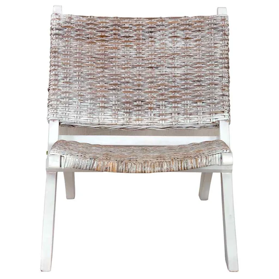 Chaise de relaxation rotin kubu naturel et bois d'acajou massif - 3