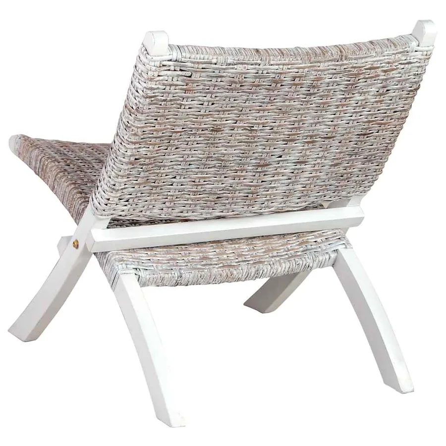 Chaise de relaxation rotin kubu naturel et bois d'acajou massif - 5
