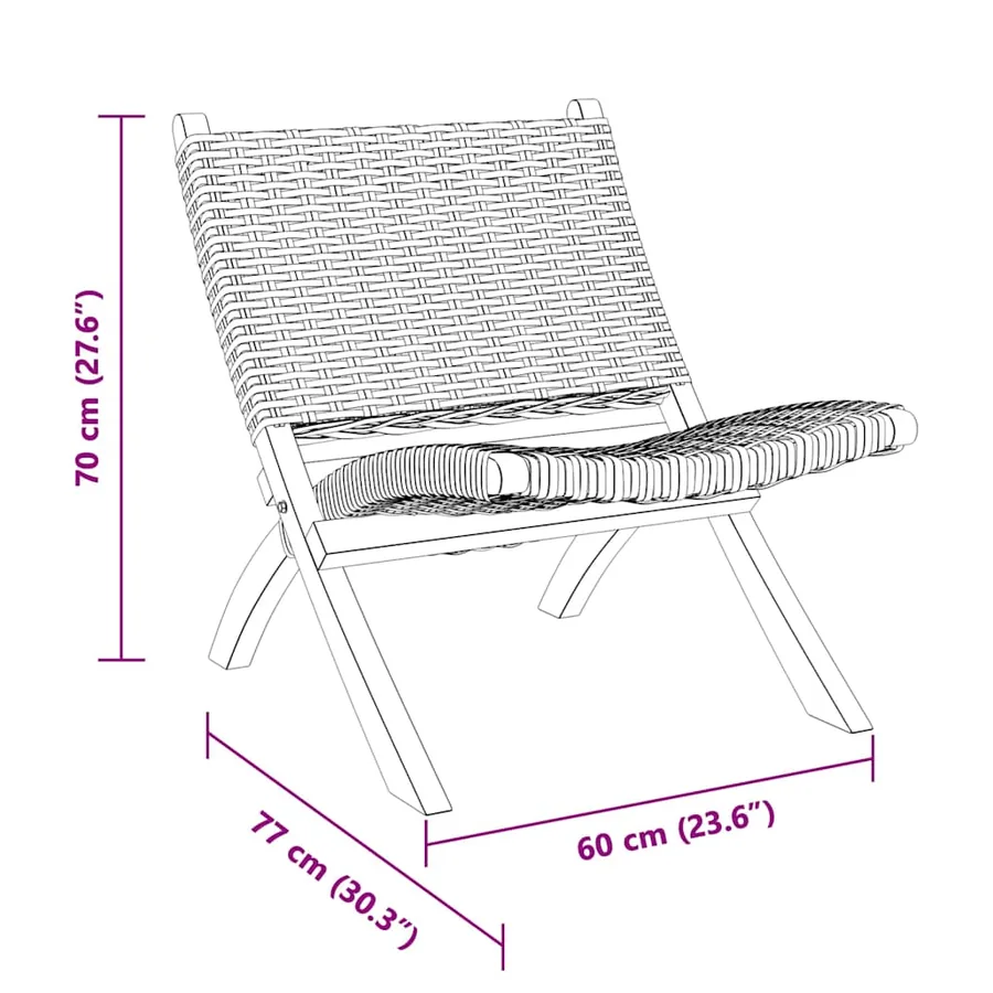 Chaise de relaxation rotin kubu naturel et bois d'acajou massif - 8