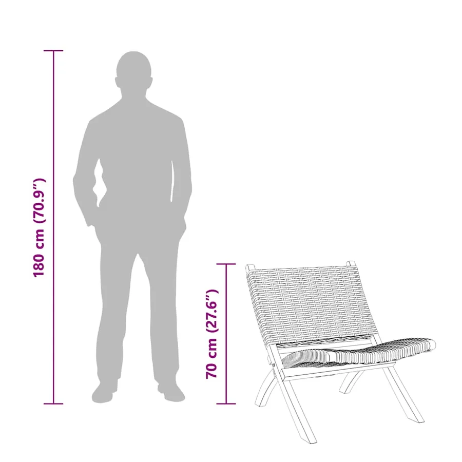 Chaise de relaxation rotin kubu naturel et bois d'acajou massif - 9
