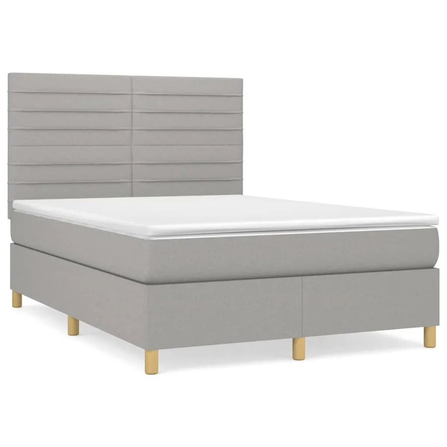 Sommier à lattes de lit avec matelas Gris clair 140x190cm Tissu - 2
