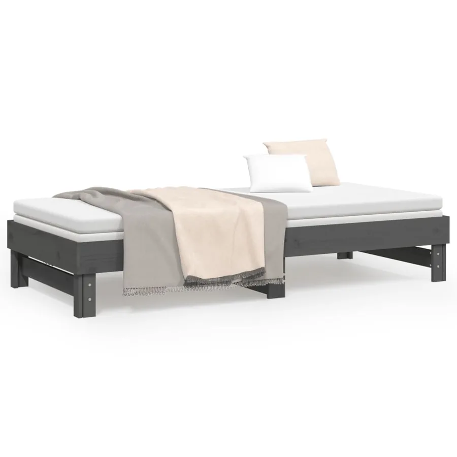 Lit coulissant sans matelas gris 2x(90x200) cm - 5