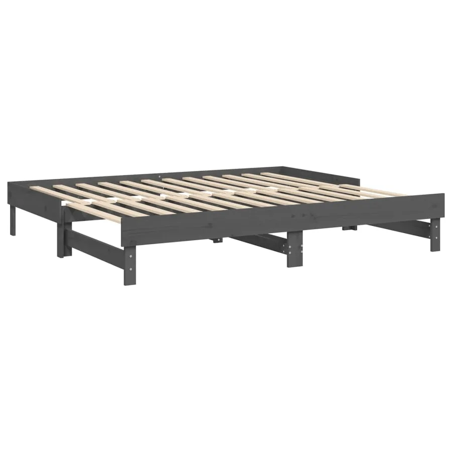 Lit coulissant sans matelas gris 2x(90x200) cm - 7