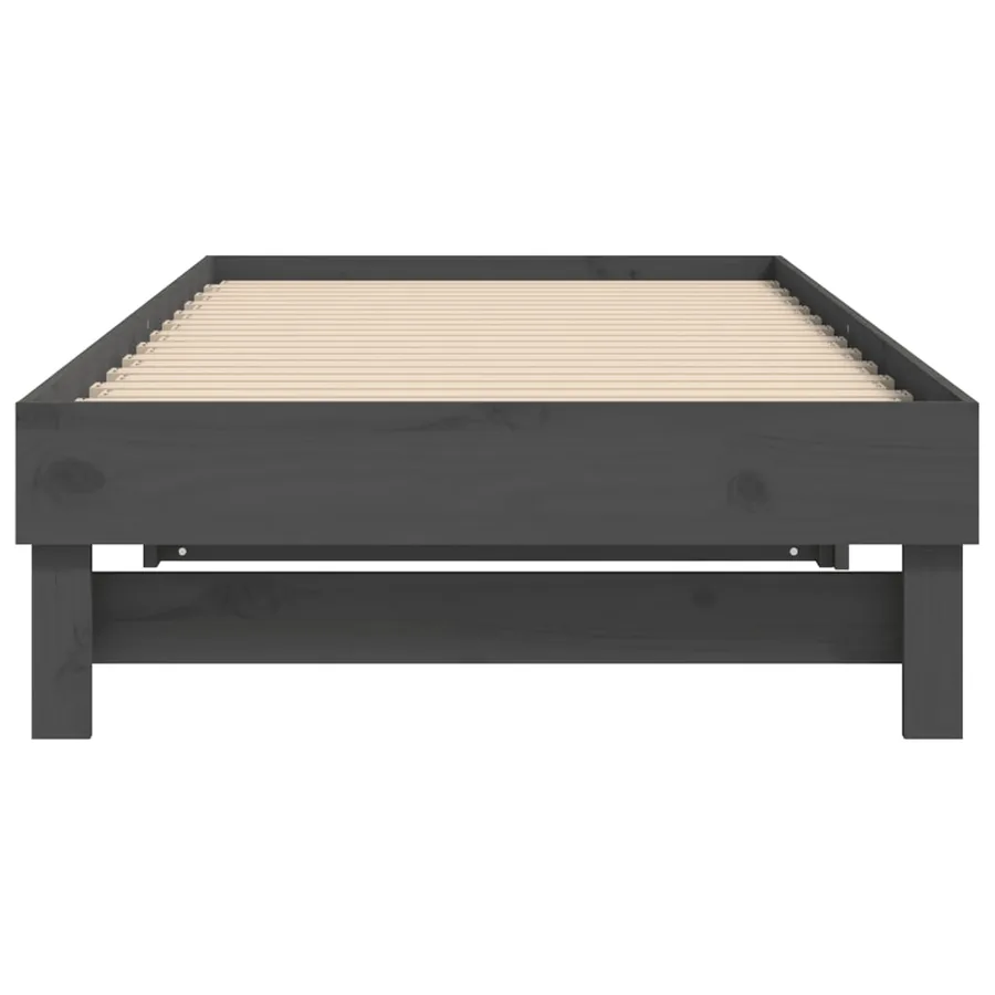 Lit coulissant sans matelas gris 2x(90x200) cm - 9