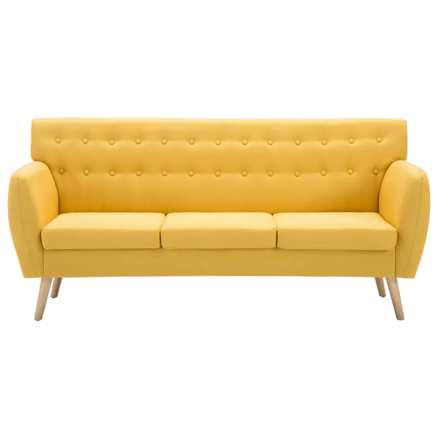 Canapé à 3 places revêtement en tissu 172x70x82 cm jaune - 3