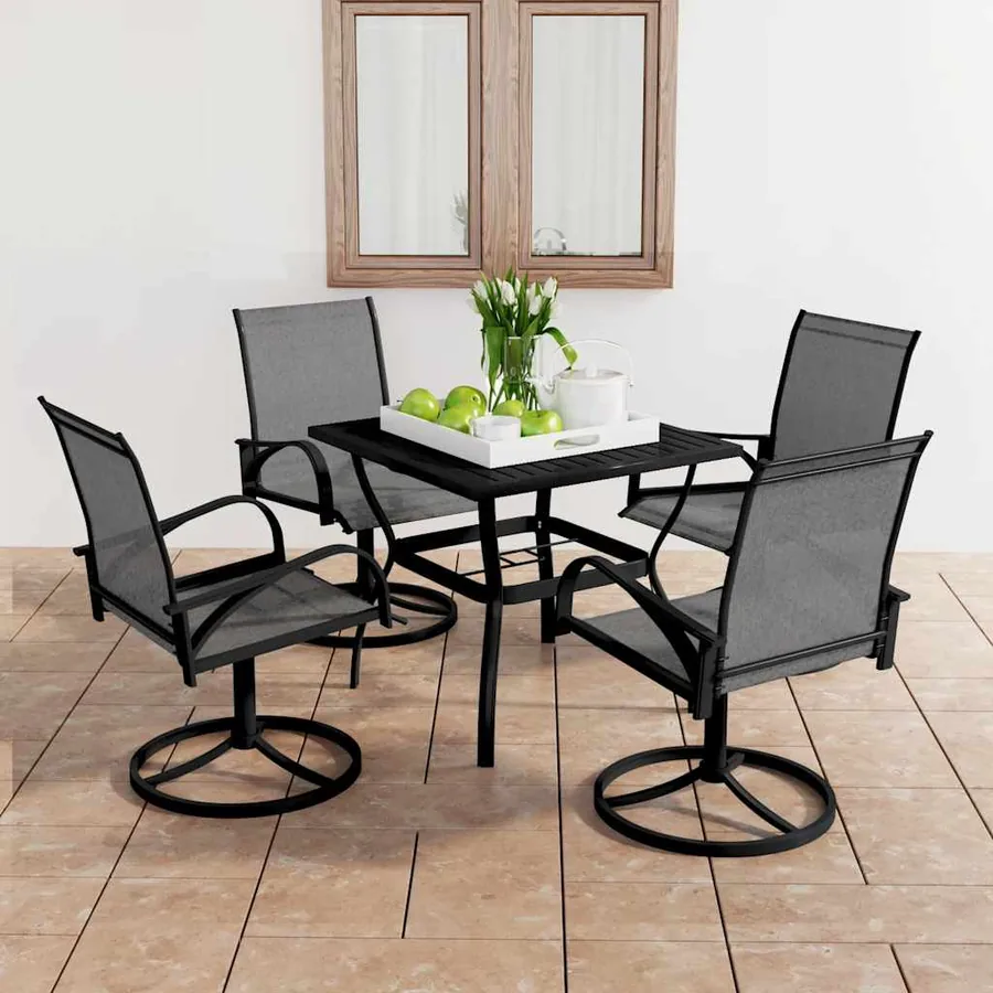 Ensemble à manger de jardin 5 pcs textilène et acier