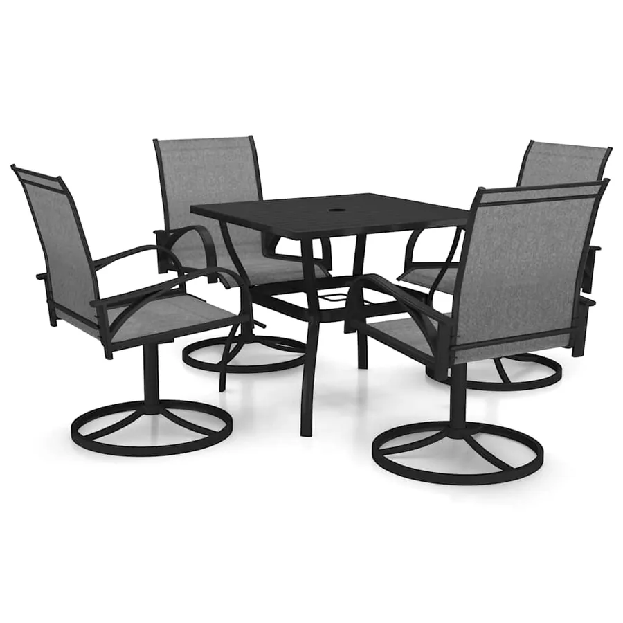 Ensemble à manger de jardin 5 pcs textilène et acier - 2