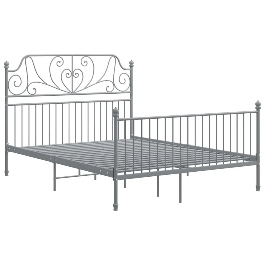 Cadre de lit sans matelas gris métal 140x200 cm - 2