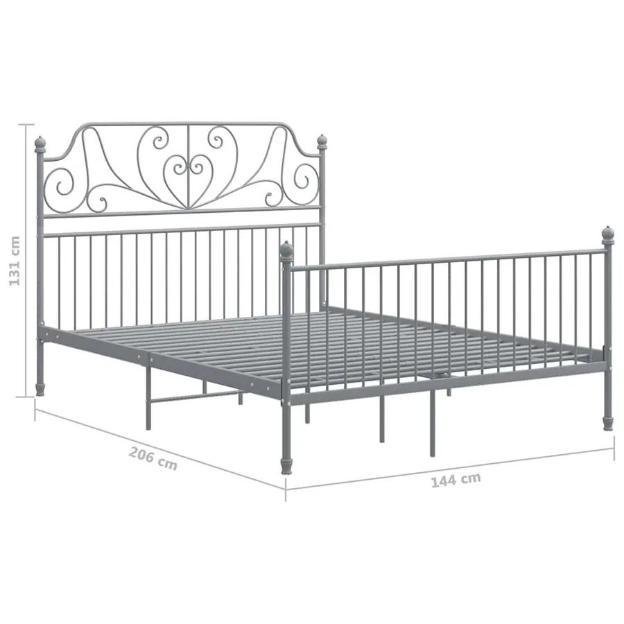 Cadre de lit sans matelas gris métal 140x200 cm - 6