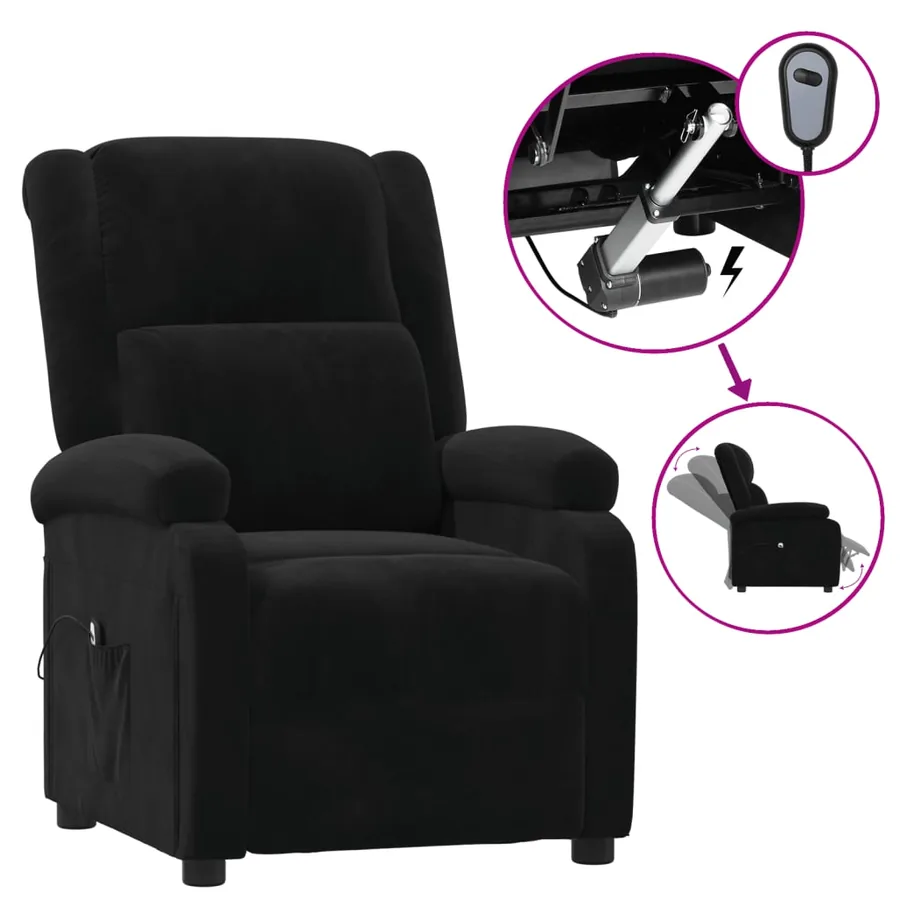 Fauteuil inclinable électrique noir velours - 2