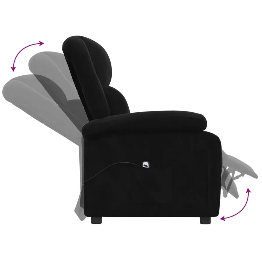 Fauteuil inclinable électrique noir velours - 7