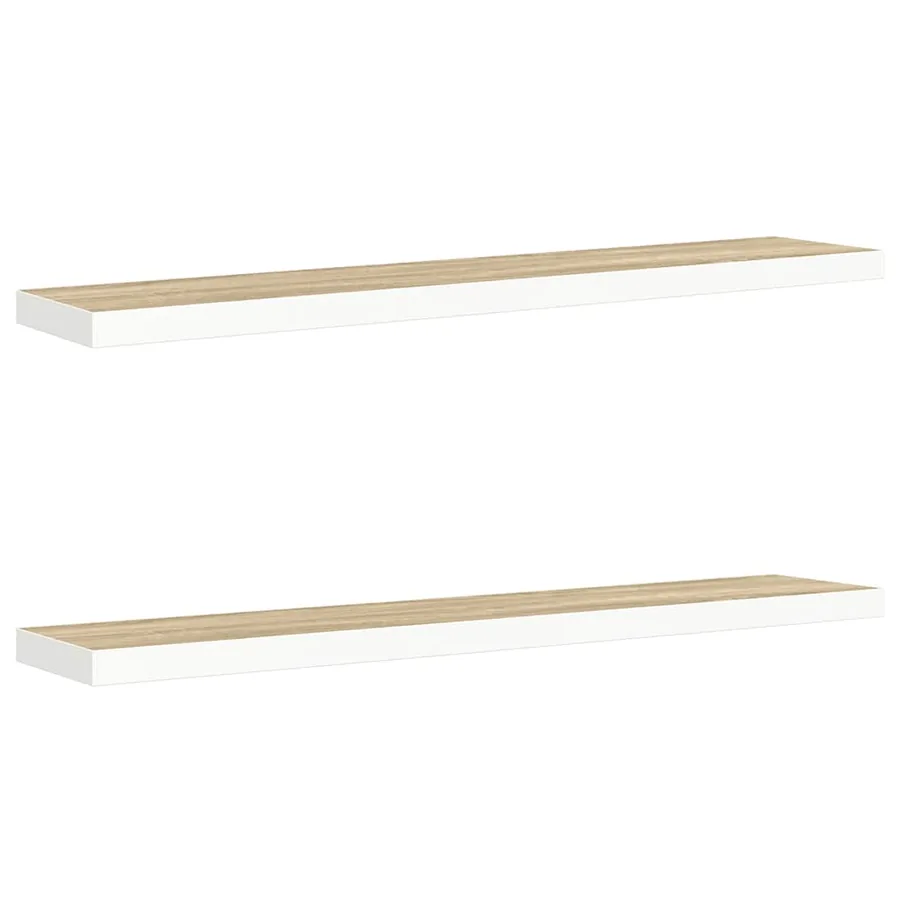 Étagères flottantes 2 pcs chêne et blanc 120x23,5x3,8 cm MDF - 2