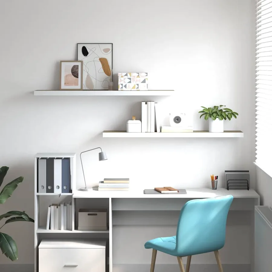 Étagères flottantes 2 pcs chêne et blanc 120x23,5x3,8 cm MDF - 3