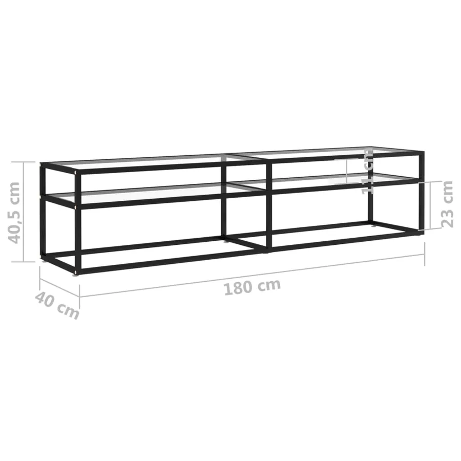 Meuble TV Transparent 180x40x40,5 cm Verre trempé - 6