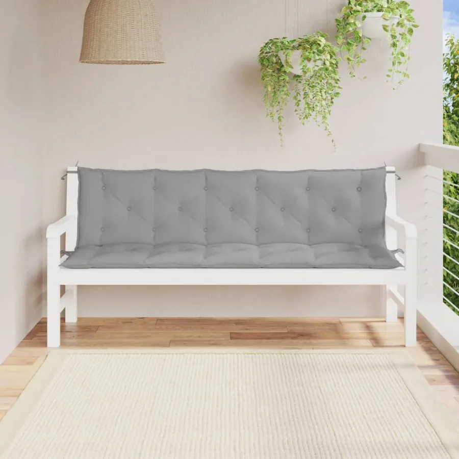 Coussins de banc jardin lot de 2 gris 180x50x7 cm tissu Oxford