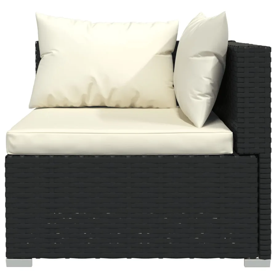 Salon de jardin 7 pcs avec coussins Résine tressée Noir - 3