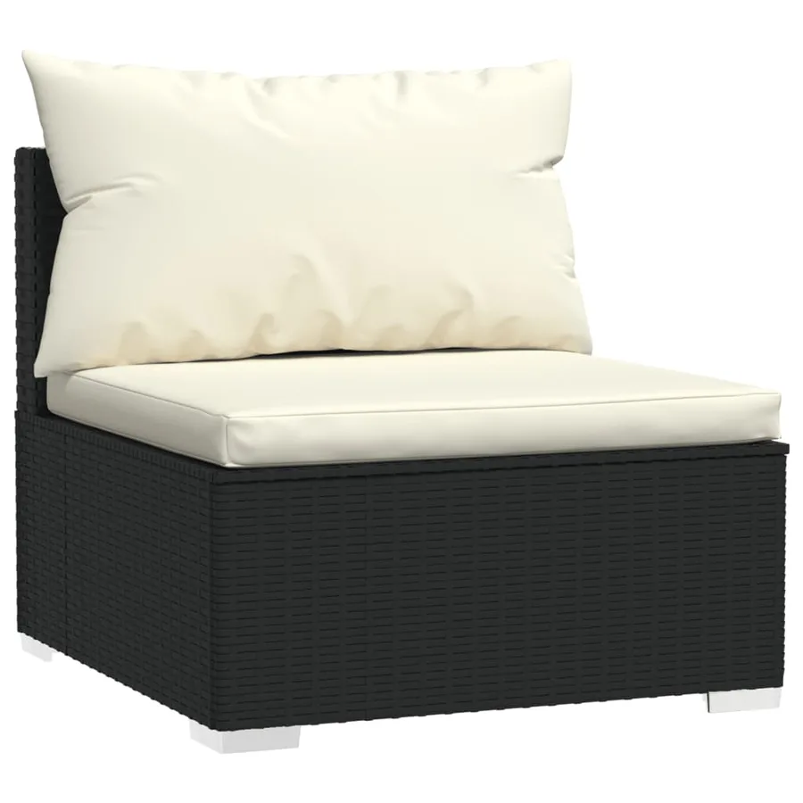 Salon de jardin 7 pcs avec coussins Résine tressée Noir - 4